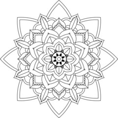 Easy Mandala coloring book simple and basic for beginners, seniors and children. Set of Mehndi flower pattern for Henna drawing and tattoo. Decoration in ethnic oriental, Indian style.