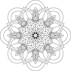 Easy Mandala coloring book simple and basic for beginners, seniors and children. Set of Mehndi flower pattern for Henna drawing and tattoo. Decoration in ethnic oriental, Indian style.