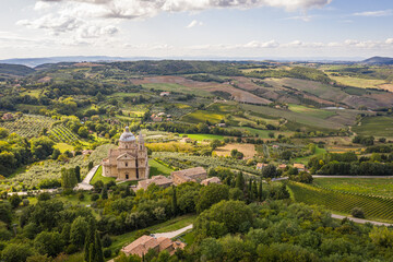 Fototapeta na wymiar Aerial view of the Church of San Biagio in Montepulciano. Tuscany, Italy.