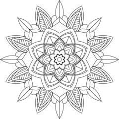 Easy Mandala coloring book simple and basic for beginners, seniors and children. Set of Mehndi flower pattern for Henna drawing and tattoo. Decoration in ethnic oriental, Indian style.