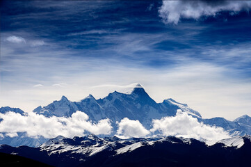 Fototapeta na wymiar Close-up of snow mountain scenery in Himalayas