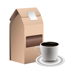 coffee product packing box with cup