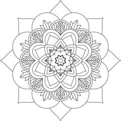 Easy Mandala coloring book simple and basic for beginners, seniors and children. Set of Mehndi flower pattern for Henna drawing and tattoo. Decoration in ethnic oriental, Indian style.