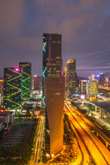 Fototapeta na wymiar Shenzhen Futian Convention and Exhibition Center city skyline scenery at night