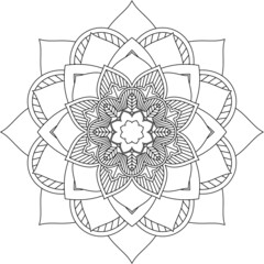 Easy Mandala coloring book simple and basic for beginners, seniors and children. Set of Mehndi flower pattern for Henna drawing and tattoo. Decoration in ethnic oriental, Indian style.