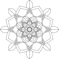 Easy Mandala coloring book simple and basic for beginners, seniors and children. Set of Mehndi flower pattern for Henna drawing and tattoo. Decoration in ethnic oriental, Indian style.