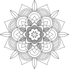 Easy Mandala coloring book simple and basic for beginners, seniors and children. Set of Mehndi flower pattern for Henna drawing and tattoo. Decoration in ethnic oriental, Indian style.