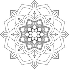 Easy Mandala coloring book simple and basic for beginners, seniors and children. Set of Mehndi flower pattern for Henna drawing and tattoo. Decoration in ethnic oriental, Indian style.