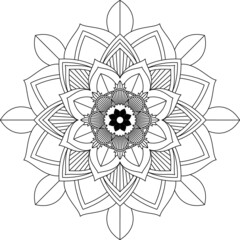 Easy Mandala coloring book simple and basic for beginners, seniors and children. Set of Mehndi flower pattern for Henna drawing and tattoo. Decoration in ethnic oriental, Indian style.