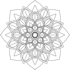 Easy Mandala coloring book simple and basic for beginners, seniors and children. Set of Mehndi flower pattern for Henna drawing and tattoo. Decoration in ethnic oriental, Indian style.