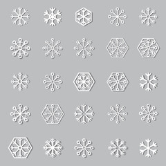 Set of snowflakes icon.paper art style - 388911565