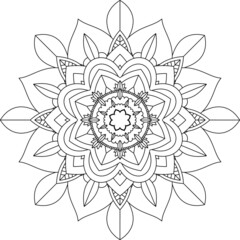 Easy Mandala coloring book simple and basic for beginners, seniors and children. Set of Mehndi flower pattern for Henna drawing and tattoo. Decoration in ethnic oriental, Indian style.