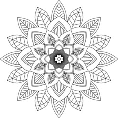 Easy Mandala coloring book simple and basic for beginners, seniors and children. Set of Mehndi flower pattern for Henna drawing and tattoo. Decoration in ethnic oriental, Indian style.