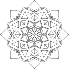 Fototapeta premium Easy Mandala coloring book simple and basic for beginners, seniors and children. Set of Mehndi flower pattern for Henna drawing and tattoo. Decoration in ethnic oriental, Indian style.