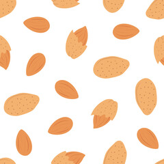Sweet Almond Nut. Vector seamless pattern