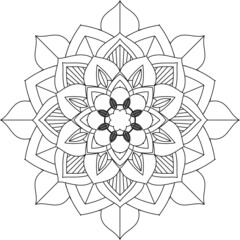 Easy Mandala coloring book simple and basic for beginners, seniors and children. Set of Mehndi flower pattern for Henna drawing and tattoo. Decoration in ethnic oriental, Indian style.