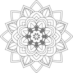 Easy Mandala coloring book simple and basic for beginners, seniors and children. Set of Mehndi flower pattern for Henna drawing and tattoo. Decoration in ethnic oriental, Indian style.