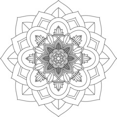 Easy Mandala coloring book simple and basic for beginners, seniors and children. Set of Mehndi flower pattern for Henna drawing and tattoo. Decoration in ethnic oriental, Indian style.