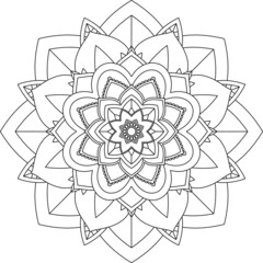 Easy Mandala coloring book simple and basic for beginners, seniors and children. Set of Mehndi flower pattern for Henna drawing and tattoo. Decoration in ethnic oriental, Indian style.