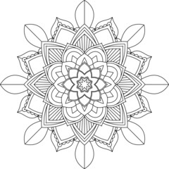 Easy Mandala coloring book simple and basic for beginners, seniors and children. Set of Mehndi flower pattern for Henna drawing and tattoo. Decoration in ethnic oriental, Indian style.