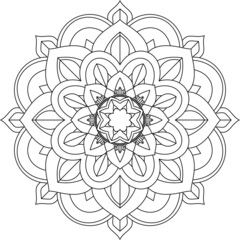 Easy Mandala coloring book simple and basic for beginners, seniors and children. Set of Mehndi flower pattern for Henna drawing and tattoo. Decoration in ethnic oriental, Indian style.