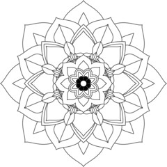 Easy Mandala coloring book simple and basic for beginners, seniors and children. Set of Mehndi flower pattern for Henna drawing and tattoo. Decoration in ethnic oriental, Indian style.