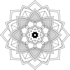 Easy Mandala coloring book simple and basic for beginners, seniors and children. Set of Mehndi flower pattern for Henna drawing and tattoo. Decoration in ethnic oriental, Indian style.