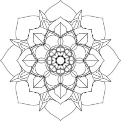 Easy Mandala coloring book simple and basic for beginners, seniors and children. Set of Mehndi flower pattern for Henna drawing and tattoo. Decoration in ethnic oriental, Indian style.