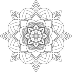 Easy Mandala coloring book simple and basic for beginners, seniors and children. Set of Mehndi flower pattern for Henna drawing and tattoo. Decoration in ethnic oriental, Indian style.