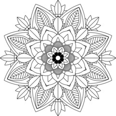 Easy Mandala coloring book simple and basic for beginners, seniors and children. Set of Mehndi flower pattern for Henna drawing and tattoo. Decoration in ethnic oriental, Indian style.
