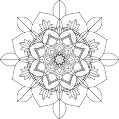 Easy Mandala coloring book simple and basic for beginners, seniors and children. Set of Mehndi flower pattern for Henna drawing and tattoo. Decoration in ethnic oriental, Indian style.