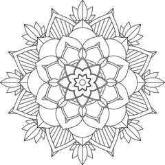 Easy Mandala coloring book simple and basic for beginners, seniors and children. Set of Mehndi flower pattern for Henna drawing and tattoo. Decoration in ethnic oriental, Indian style.