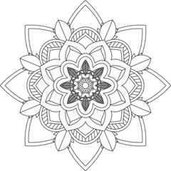 Easy Mandala coloring book simple and basic for beginners, seniors and children. Set of Mehndi flower pattern for Henna drawing and tattoo. Decoration in ethnic oriental, Indian style.