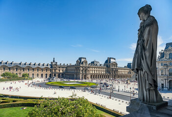 Fototapeta na wymiar Exterior of the Louvre Museum complex in Paris, France