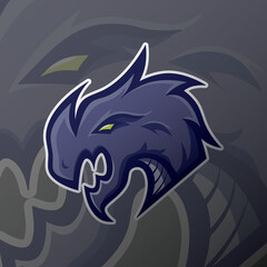 Dragon Head Mascot Logo Illustration Cartoon Esport, Emblem, Sticker