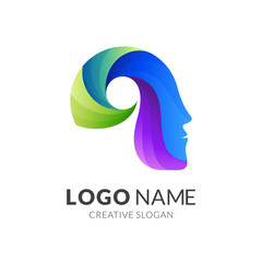 people face logo concept with 3d colorful style