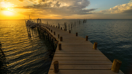 Obraz premium Portugal palatial port at sunset