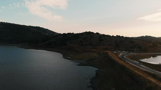 Amazing Drone Shot On Ramat Hagolan Israel Lake And Mountain