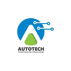 A Letter tech  Business Template Vector icon