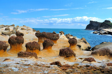 Strange rocks in Yehliu Geopark, Keelung, Taiwan