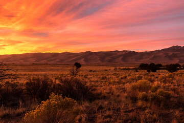 Sunset on The Dune Field of Great Sand Dunes National Park, Colorado, USA