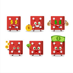 Red dice cartoon character with cute emoticon bring money