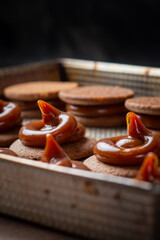 alfajores de dulce de leche y chocolate
