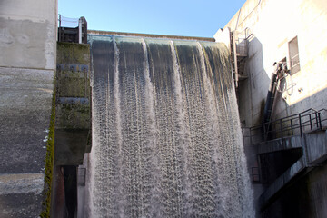 Waterfall at a hydroelectric power station