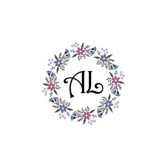 Initial AL Handwriting, Wedding Monogram Logo Design, Modern Minimalistic and Floral templates for Invitation cards