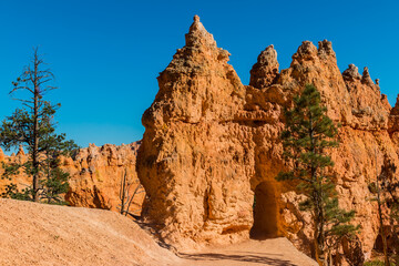 Tunnel Through Hoodoos on The Queens Garden Trail,  Bryce Canyon National Park, Utah, USA