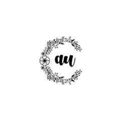 Initial AU Handwriting, Wedding Monogram Logo Design, Modern Minimalistic and Floral templates for Invitation cards