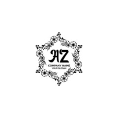 Initial AZ Handwriting, Wedding Monogram Logo Design, Modern Minimalistic and Floral templates for Invitation cards