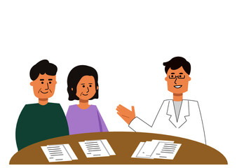 説明する医者と納得する老夫婦