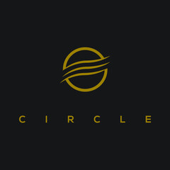 gold circle logo with three line